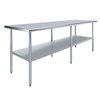 Amgood Stainless Steel Metal Table with Undershelf, 96 Long X 30 Deep AMG WT-3096